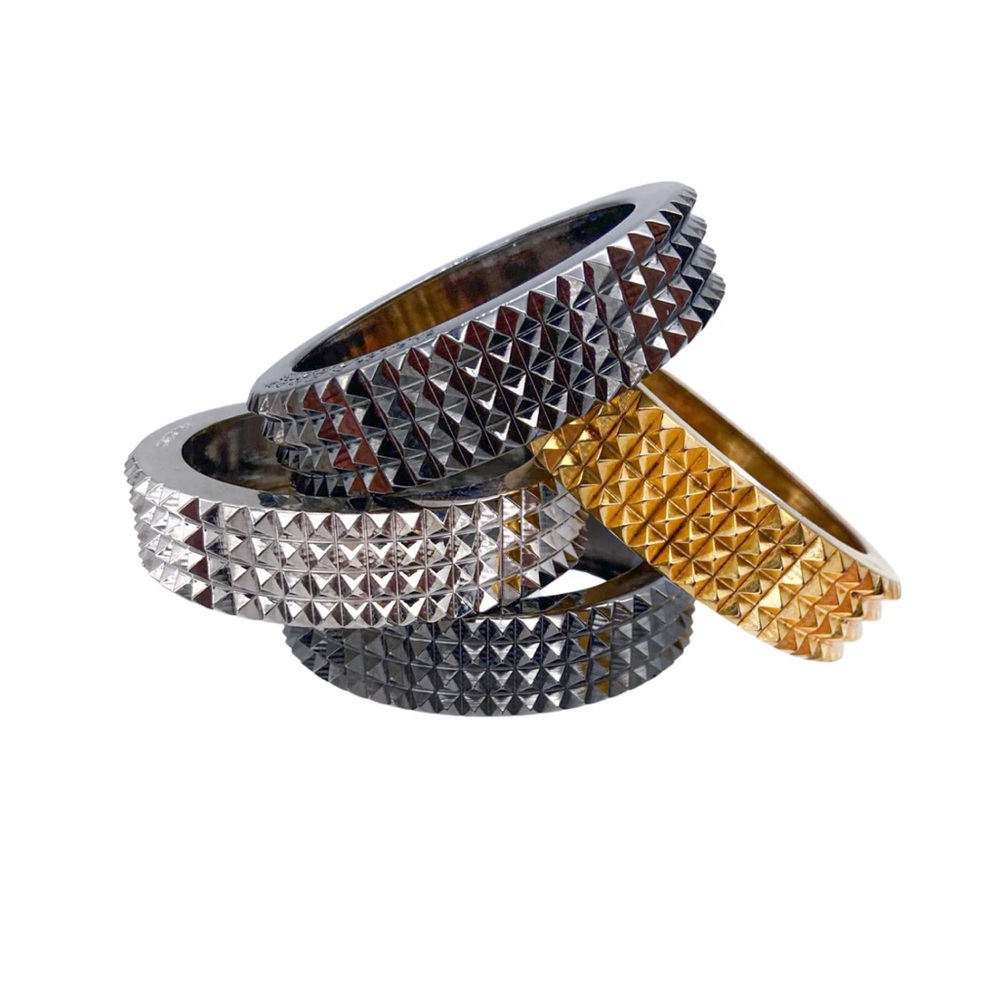 NWT Authentic RARE Luxury Minimalist Burberry gunmetal spiked bangle/bracelet